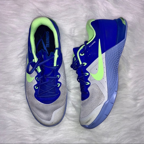 Nike Shoes - Nike Flywire Metcon 2 Gray/Green/Blue Sneakers 6.5